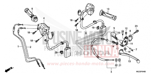 LEVIER DE GUIDON/COMMUTATEUR/CABLE CBR500RAD de 2013